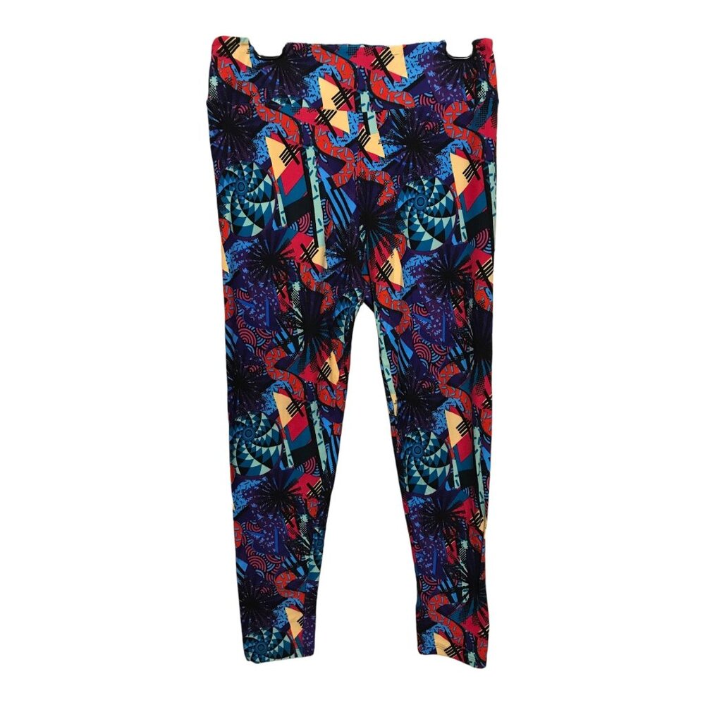 LulaRoe Black Geometric Pattern Tall/‎ Curvy Leggings